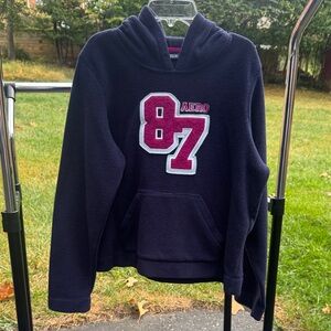 Aeropostale Dark Blue Hoodie with Pink and White '87' Graphic